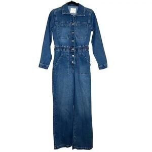 Women’s Celebrity Pink Denim Jumpsuit Small Blue One Piece Boiler Suit Romper
